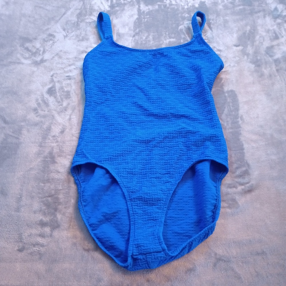 Jantzen Swimsuit One Piece Sz 14 Royal Blue‎ Vintage Stretch Cross Straps